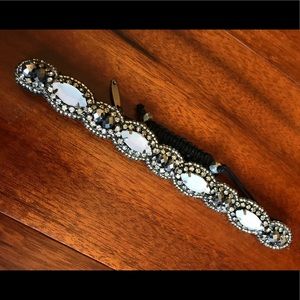 NEW Black & White & Rhinestone Adjustable Bracelet
